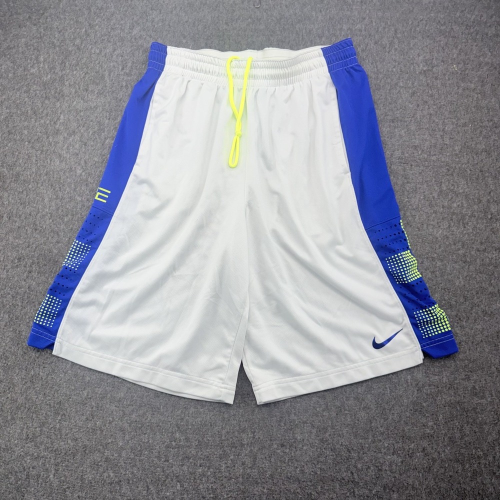 Nike Dri-FIT Basketball Shorts Mens XL White Blue Volt Mesh Athletic Elite